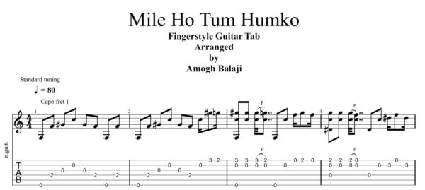 Mile Ho Tum Humko Fingerstyle